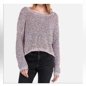 *Express Confetti Split Back Oversized Long Sleeve Sweater A95